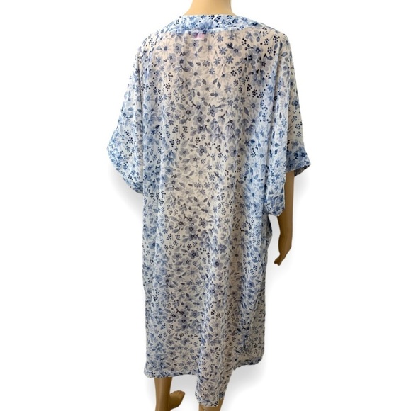 Rachel Zoe Blue Floral Kimono Robe Loungewear Cover Up Dress Women’s One size - Picture 6 of 14